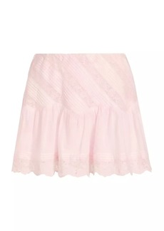 LoveShackFancy Melissa Cotton & Lace Miniskirt
