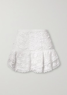 LoveShackFancy Moe Lace-trimmed Crocheted Cotton Mini Skirt