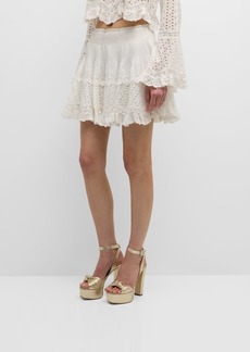 LoveShackFancy Moira Embroidered Cotton Mini Skirt