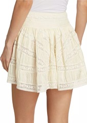 LoveShackFancy Olas Lace Pintuck Miniskirt