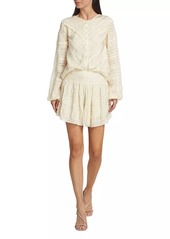 LoveShackFancy Olas Lace Pintuck Miniskirt