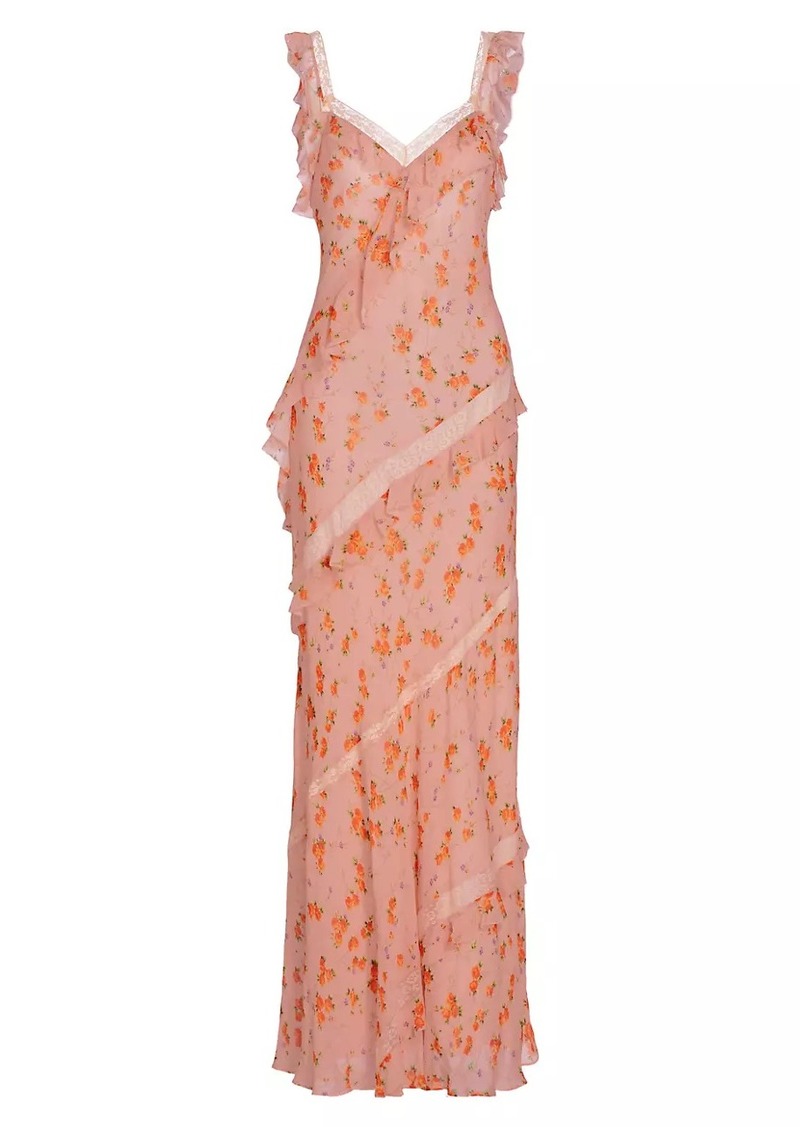 LoveShackFancy Radiance Lace-Trimmed Floral Maxi Dress