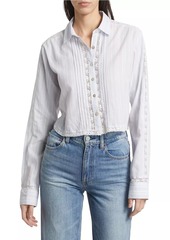 LoveShackFancy Rosaway Striped Lace Crop Shirt