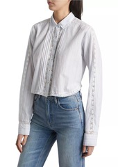 LoveShackFancy Rosaway Striped Lace Crop Shirt