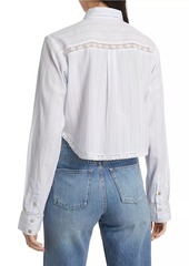 LoveShackFancy Rosaway Striped Lace Crop Shirt