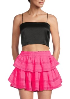 LoveShackFancy Roseanna Bow Silk Crop Top