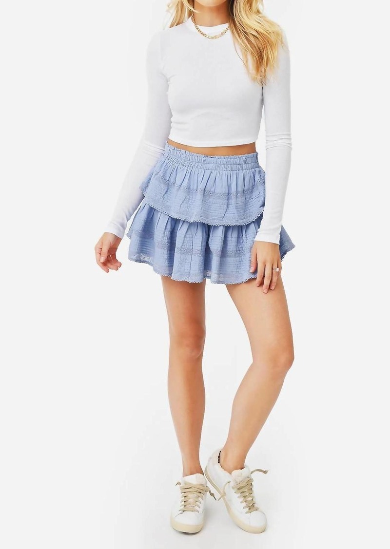 LoveShackFancy Ruffle Mini Skirt In Heather Blue