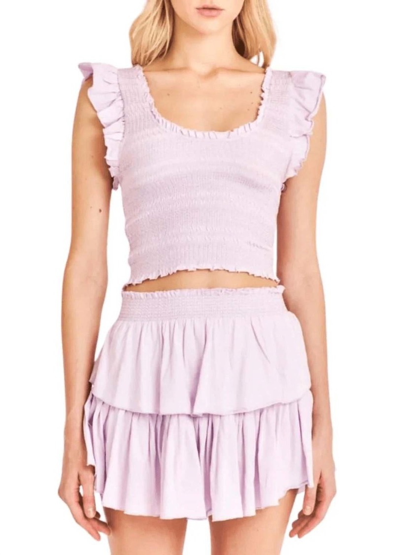 LoveShackFancy Ruffle Mini Skirt In Lilac