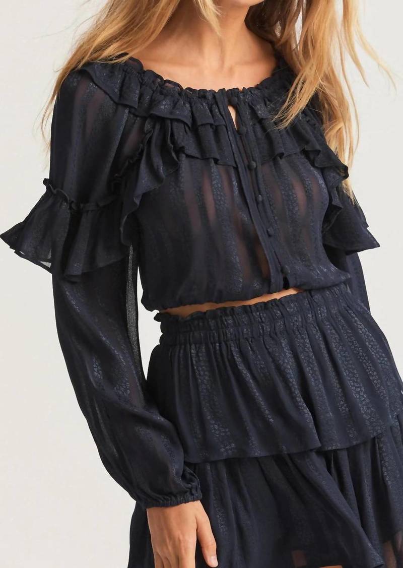 LoveShackFancy Ruffle Popover Top In Midnight