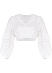 LoveShackFancy Salida embroidered cropped blouse