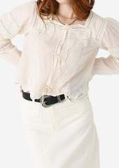 LoveShackFancy Sanra Embroidered Blouse In Optic White