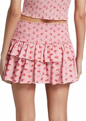 LoveShackFancy Smocked Printed Jers Ohana Miniskirt