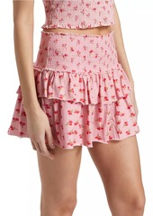 LoveShackFancy Smocked Printed Jers Ohana Miniskirt