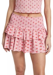 LoveShackFancy Smocked Printed Jers Ohana Miniskirt