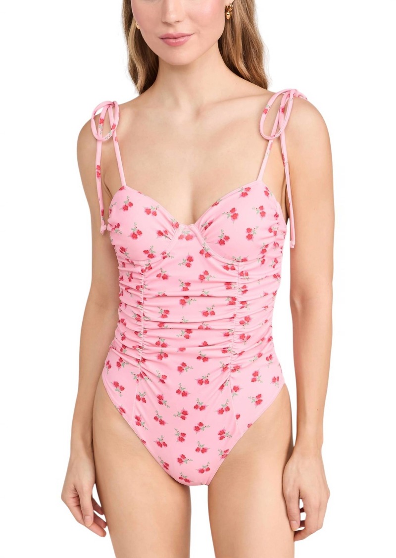 LoveShackFancy Sorella One Piece Bathingsuit In Cherry Pink