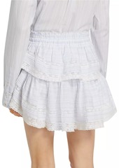 LoveShackFancy Striped Lace Ruffled Miniskirt