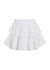 LoveShackFancy Striped Lace Ruffled Miniskirt