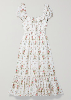LoveShackFancy Terrence Ruffled Floral-print Cotton-poplin Midi Dress