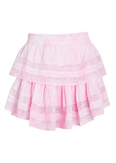 LoveShackFancy Tie Dye Ruffle Cotton Mini Skirt