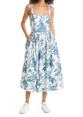 LoveShackFancy Majory Fit & Flare Dress in Blue China at Nordstrom