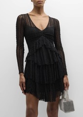 LoveShackFancy Yana Tiered Ruffle Lace Mini Dress