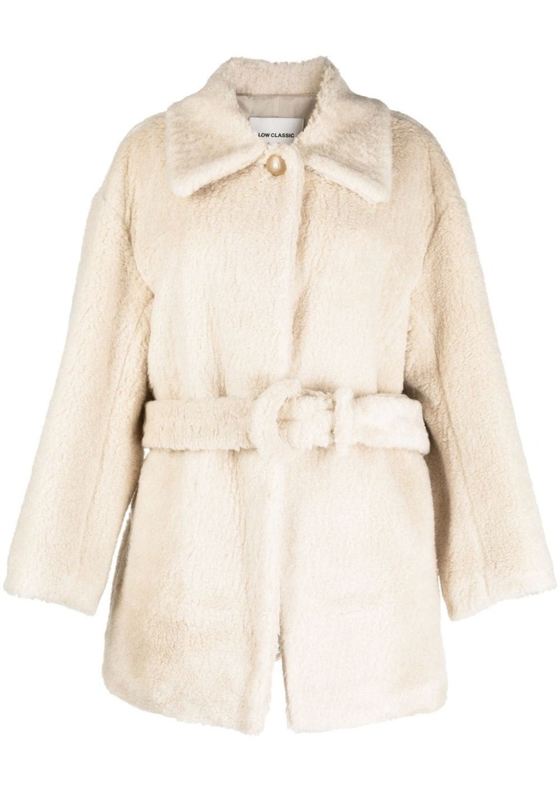 Low Classic belted faux-shearling coat