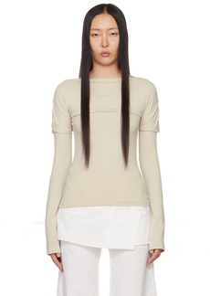 LOW CLASSIC Beige Overlay Long Sleeve T-Shirt