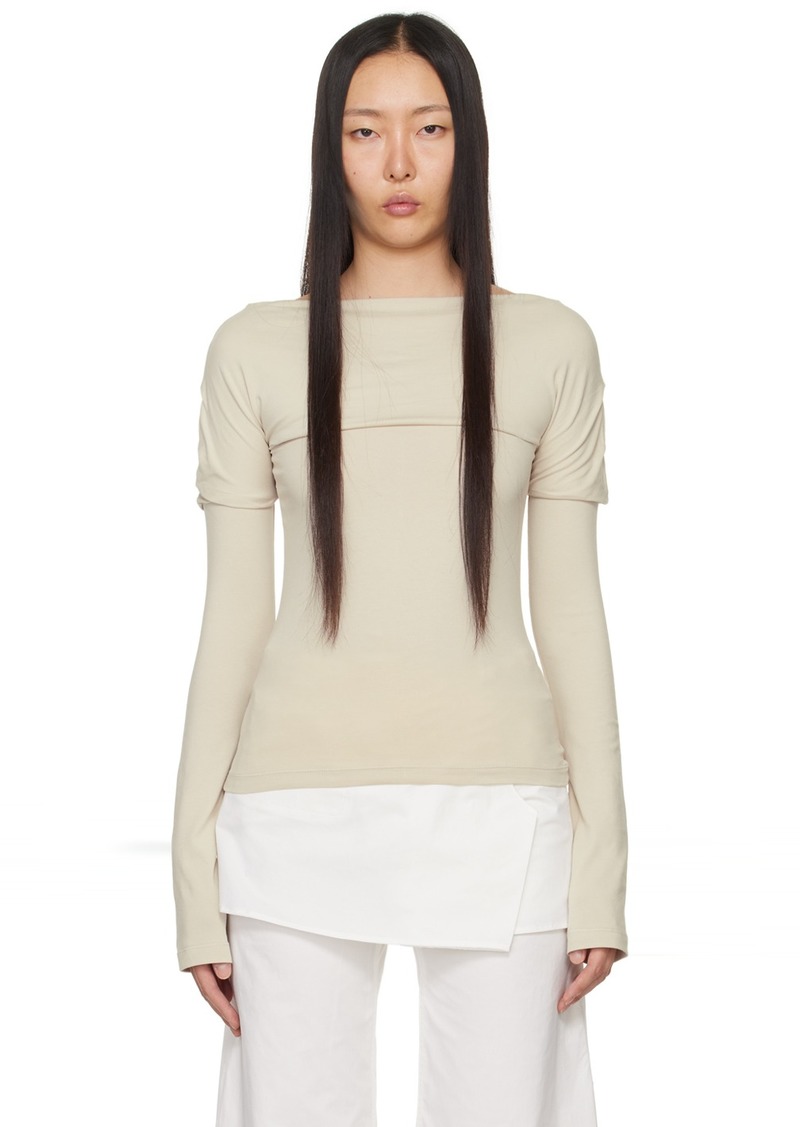 LOW CLASSIC Beige Overlay Long Sleeve T-Shirt