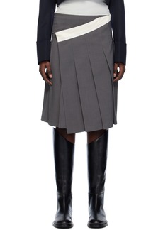 LOW CLASSIC Gray Wrap Midi Skirt