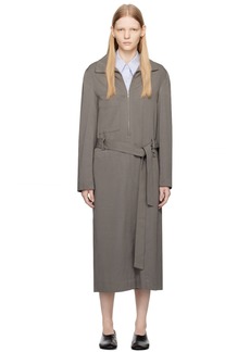 LOW CLASSIC Gray Zip-Up Midi Dress