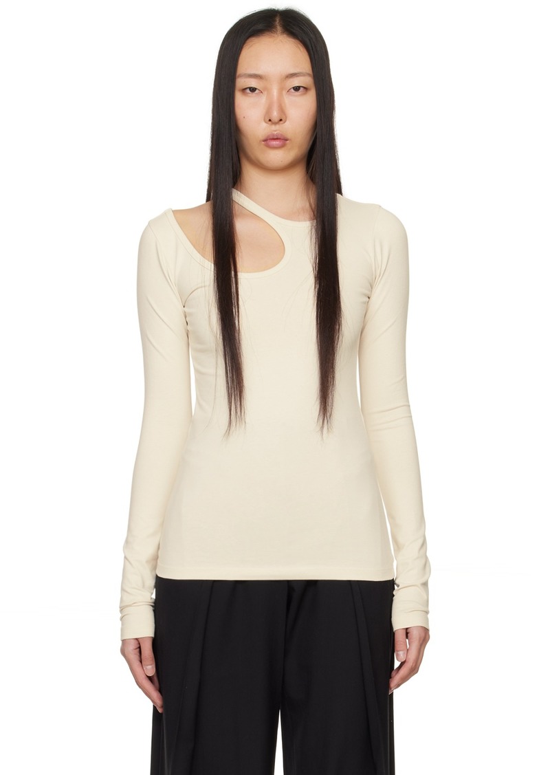 LOW CLASSIC Off-White Curve Hole Long Sleeve T-Shirt