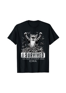 I Survived Cicada Invasion 2024 Lowa Survivor Funny Cat T-Shirt