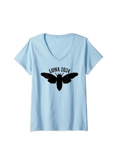 Womens Cicada Invation Lowa 2024 Spring Insects Brood 17 13 V-Neck T-Shirt