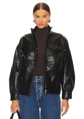 LPA Halle Faux Leather Bomber Jacket