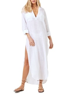 L*Space L Space Capistrano Long Sleeve Linen Cover-Up Tunic Dress