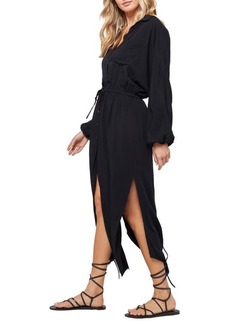 L*Space L Space Logan Long Sleeve Cover-Up Shirtdress in Black at Nordstrom