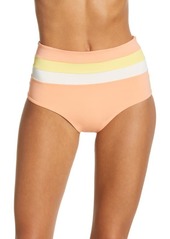L*Space L Space Portia Reversible High Waist Stripe Bikini Bottoms in Crm/Led/Tgy at Nordstrom