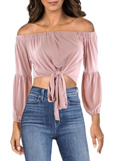 L*Space Womens Three Quarter Sleeves Front Tie Off the Shoulder