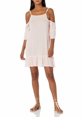 Lucca Couture Women's Cold-Shoulder Gauze Dress with Lace-Up Back