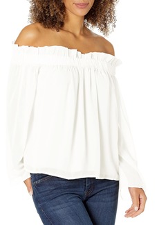 Lucca Couture Women's Long Sleeve Cold Shoulder Ruffle Top