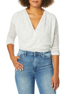 Lucca Couture Women's Nicole Surplice Top w/Pintuck SLV Detail White dot