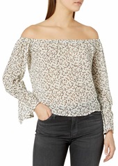 Lucca Couture Women's Off Shoulder Printed Ruffle Sleeve Top