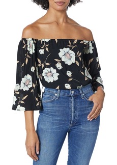 Lucca Couture Women's Print Lauren 3/4 Sleeve Off The Shoulder Top