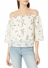 Lucca Couture Women's Shoulder Top with Ladder Trim