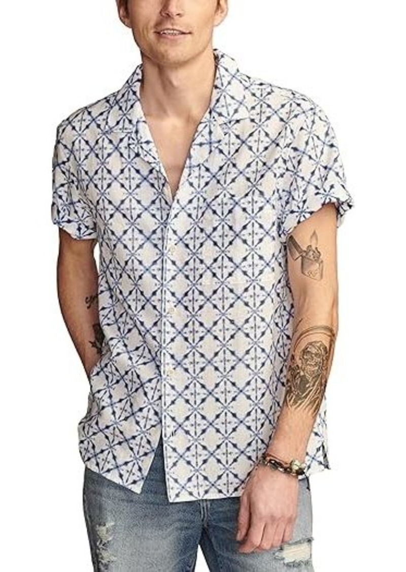 Lucky Brand Batik Short Sleeve Camp Collar Shirt