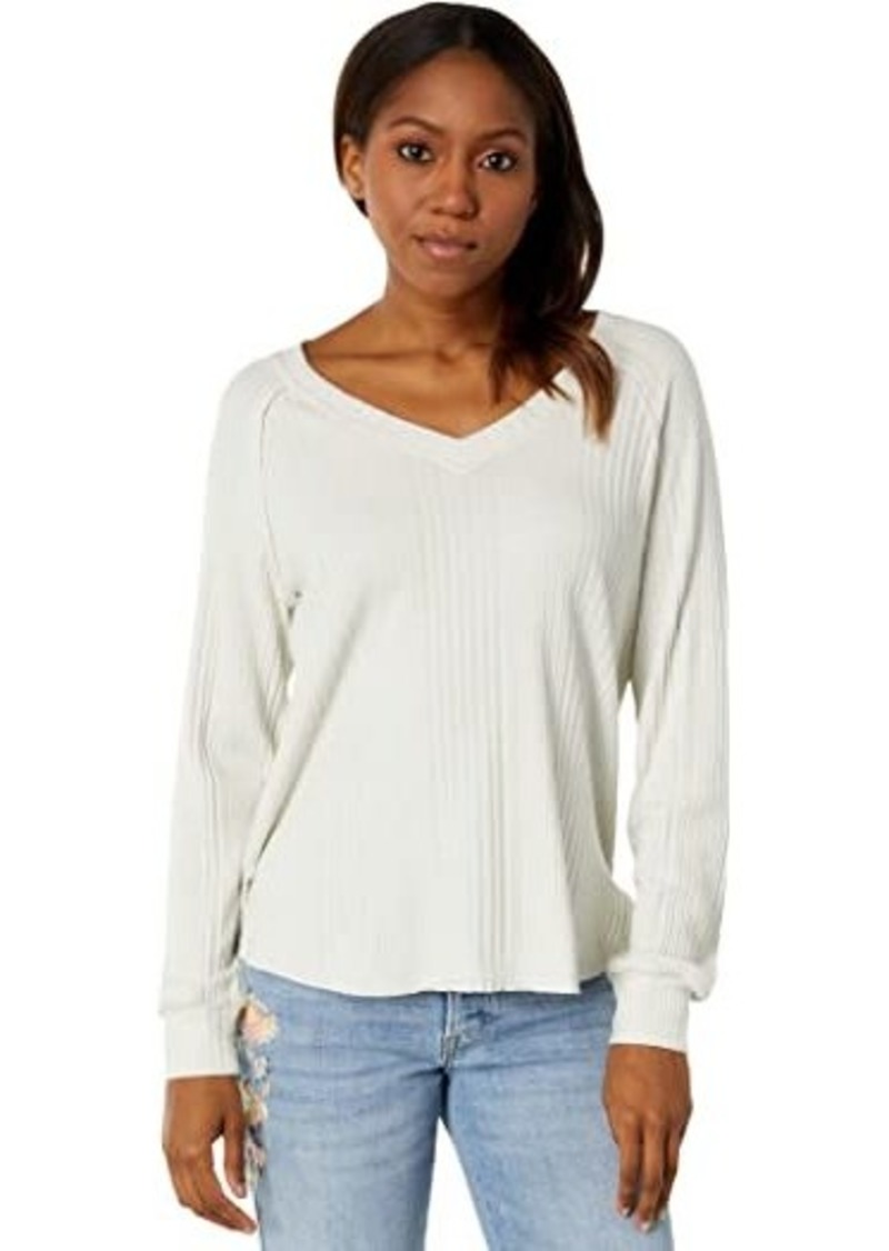 Lucky Brand Cloud Jersey Rib V-Neck Top