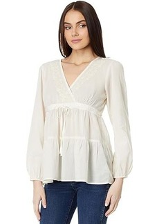 Lucky Brand Embroidered Babydoll Top