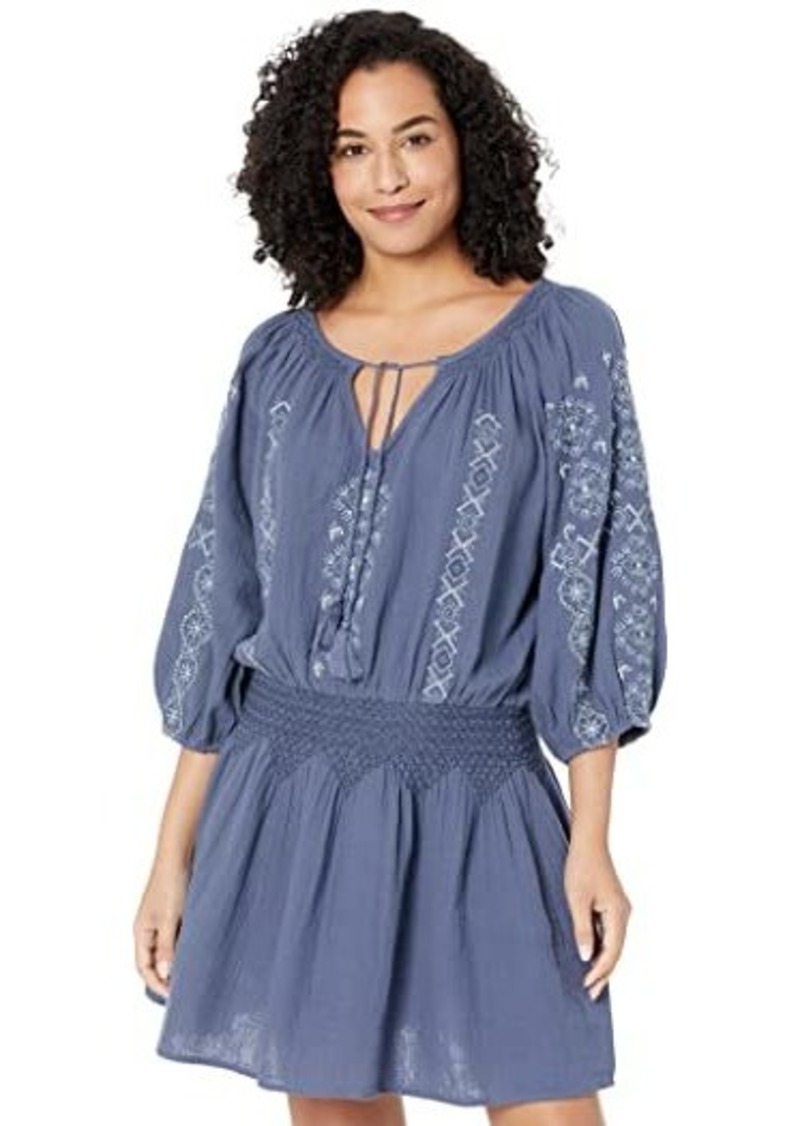 Lucky Brand Embroidered Mini Peasant Dress