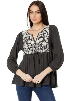 Lucky Brand Embroidered Tiered Tunic Top