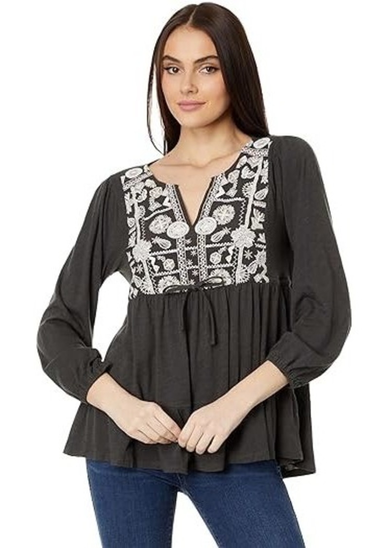 Lucky Brand Embroidered Tiered Tunic Top